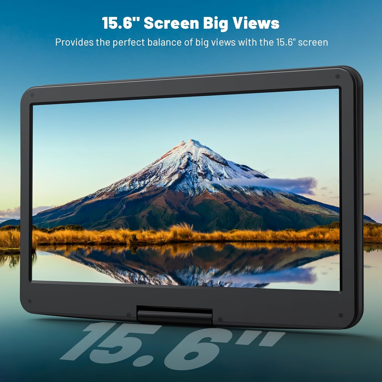17.5” Portable DVD Player with 15.6” Large HD Screen, 6 Hours Rechargeable Battery, Dual Speakers, Region Free, Remote Control, Support Multiple Disc Formats Sync TV, USB/SD, Black