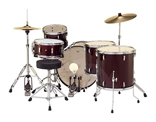 Pearl Roadshow Drum Set 4-Piece Complete Kit with Cymbals and Stands, Charcoal Metallic (RS584C/C706)