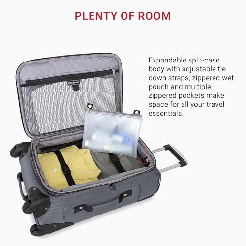 SwissGear Sion Softside Expandable Luggage, Black, Checked-Large 29-Inch