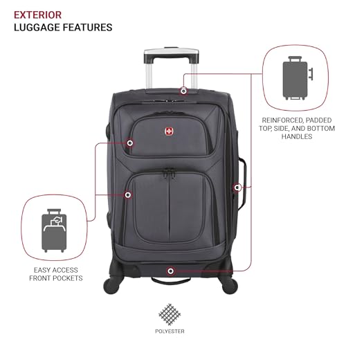SwissGear Sion Softside Expandable Luggage, Black, Checked-Large 29-Inch