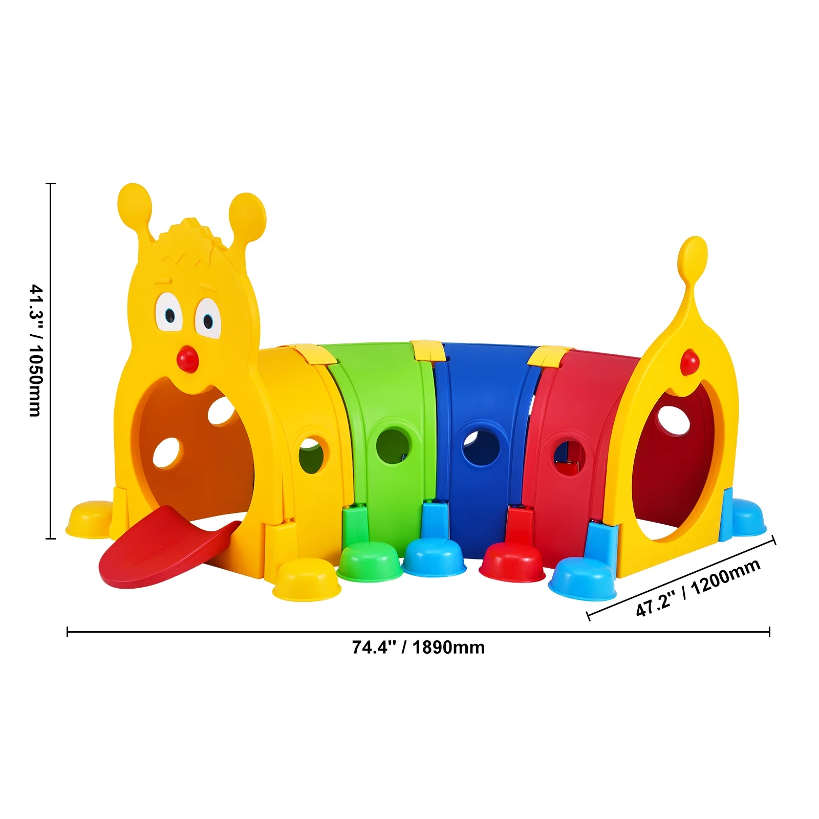 SKYSHALO 4 Sections Caterpillar Kids Toy Pop-up Crawl Tunnel for Toddlers or Pet
