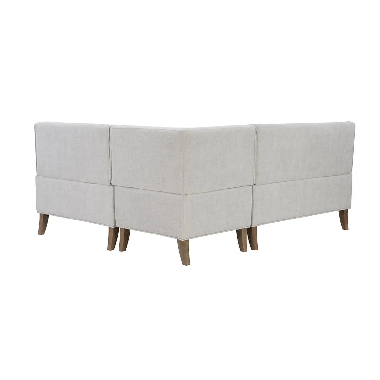 Pemberly Row Wood Upholstered Corner Nook Bench in Light Grey