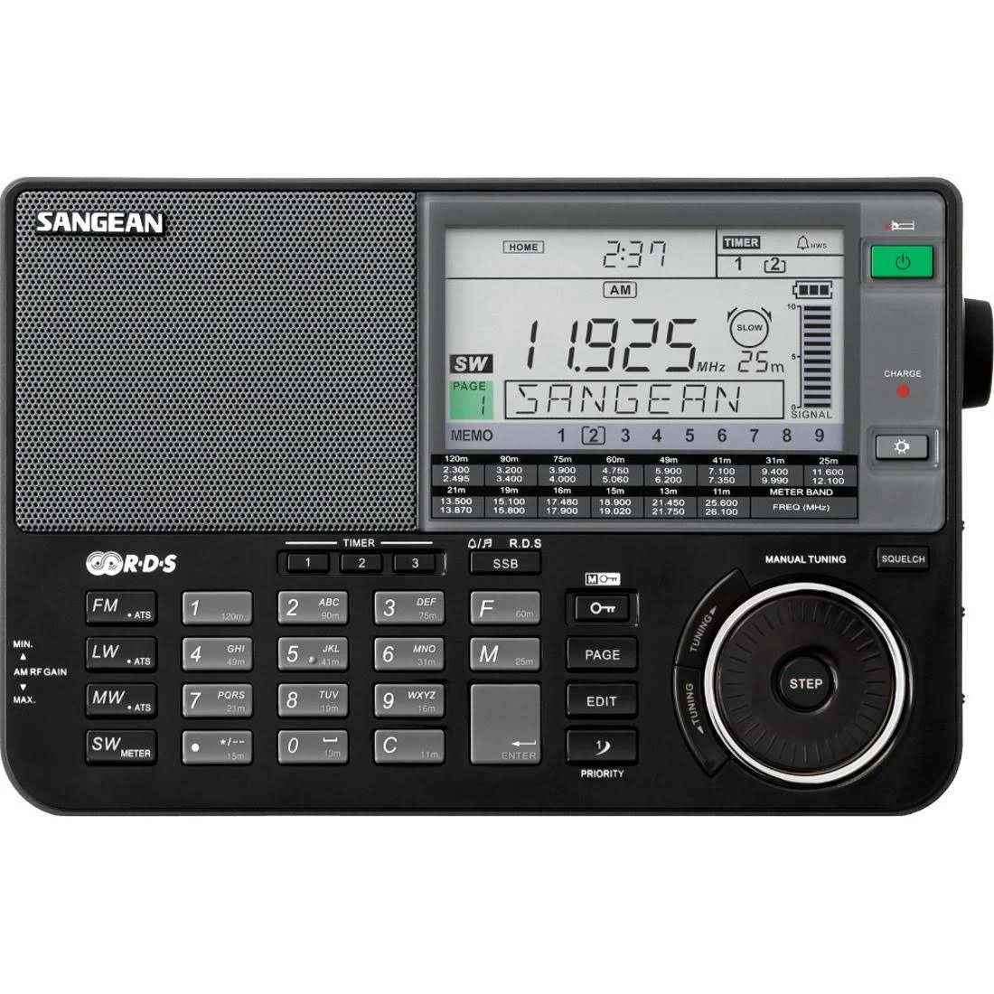 Sangean ATS-909X Portable Radio with Antenna - Black