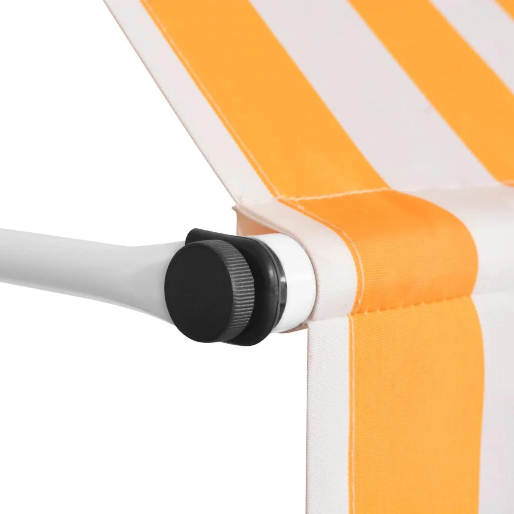OWSOO Manual Retractable Awning 118.1" Yellow and White Stripes