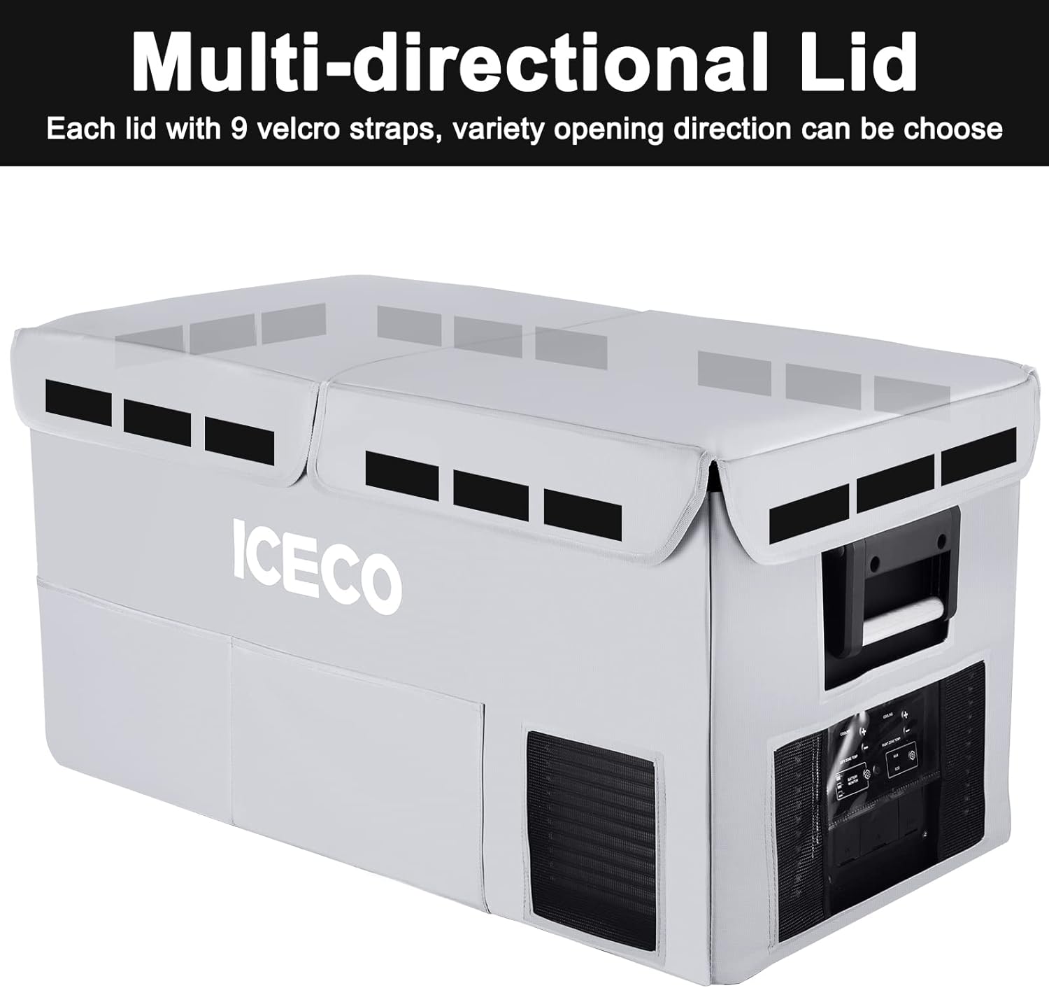 ICECO VL75 Pro 79.2 Quarts Dual Zone Portable Refrigerator with SECOP Compressor, Multi-directional Lid, Dual USB & DC 12/24V, AC 110-240V | Compact Refrigerator | For Car&Home | With Cover