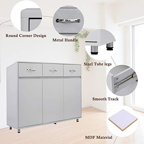 Buffet Sideboard with 3 Drawers and 3 Doors,Modern Wood Kitchen Server Storage Cabinet Cupboard,Bedroom Storage Drawer Organizer Console Tables Storage Drawer Unit,for Living Room, Dining Room