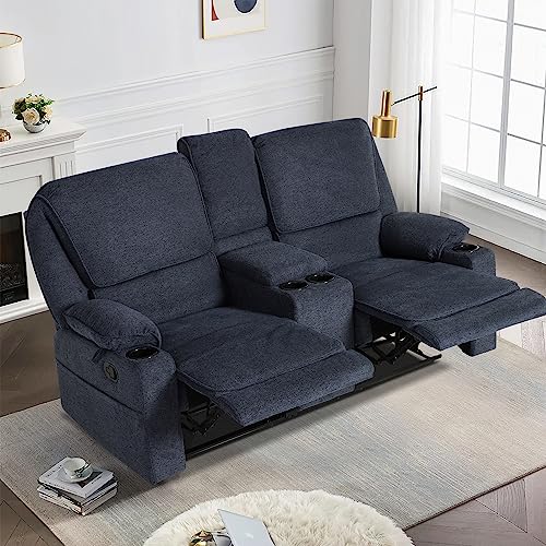 Loveseat Recliner RV Sofa, 2 Seater Couch Recliner Couch Manual Reclining Sofa Loveseat Couch Living Room Furniture (Light Grey, Loveseat)