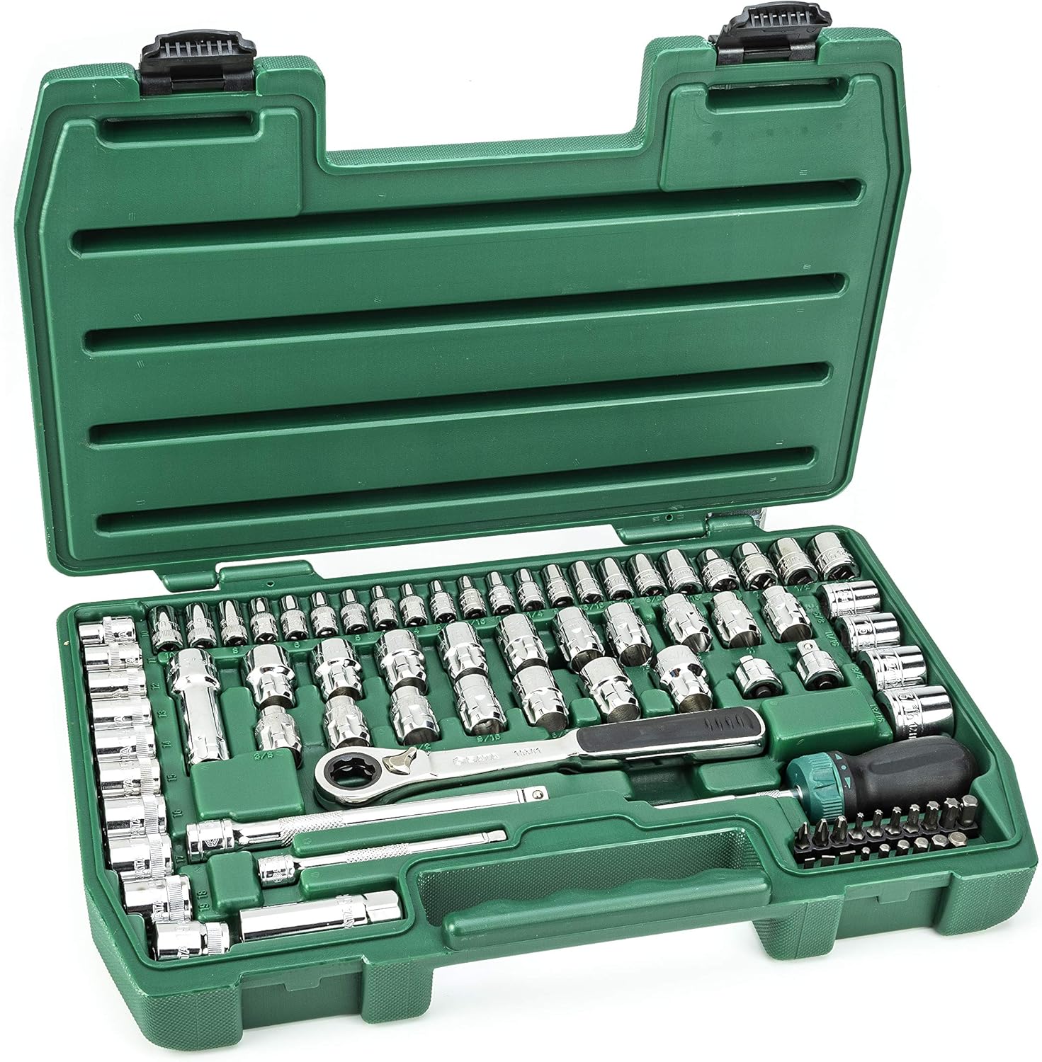 SATA 21-Piece Pass-Thru® Socket Set, 3/8-Inch Drive Metric/SAE Sizes, with a Professional Pass-Thru Design and a Black Storage Case - ST09134SJ