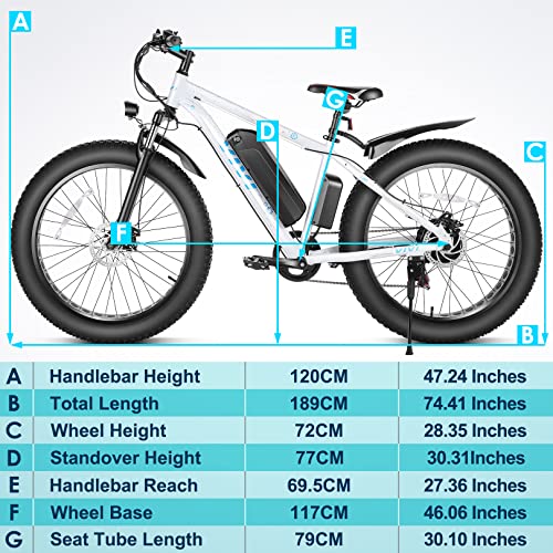 Vivi Electric Bike 26" x 4.0 Fat Tire Electric Bicycle, Peak 1000W Electric Mountain Bike, 25MPH Ebikes for Adults with 48V 13AH Removable Lithium-Ion Battery, Up to 60 Miles,UL 2849 Certified