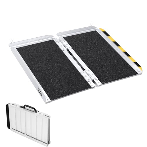 6FT Folding Aluminum Wheelchair Ramp for Home, 600 lbs Capacity, Non-Skid Portable Ramp, Folding Ramp for Wheelchairs, Ramp for Wheelchairs for Home, Steps, Stairs, Doorways