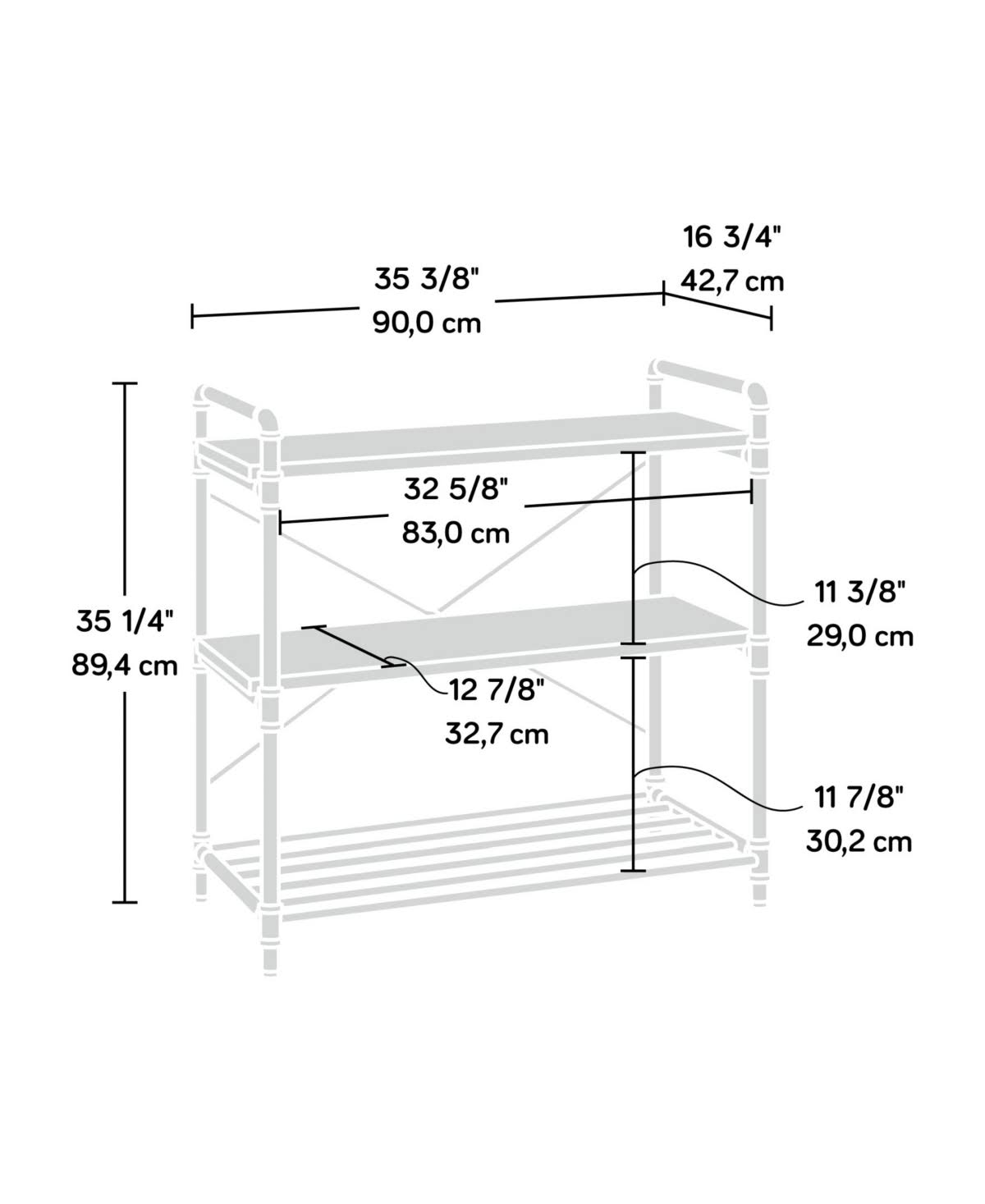 Sauder Iron City Anywhere Console Table, Checked Oak
