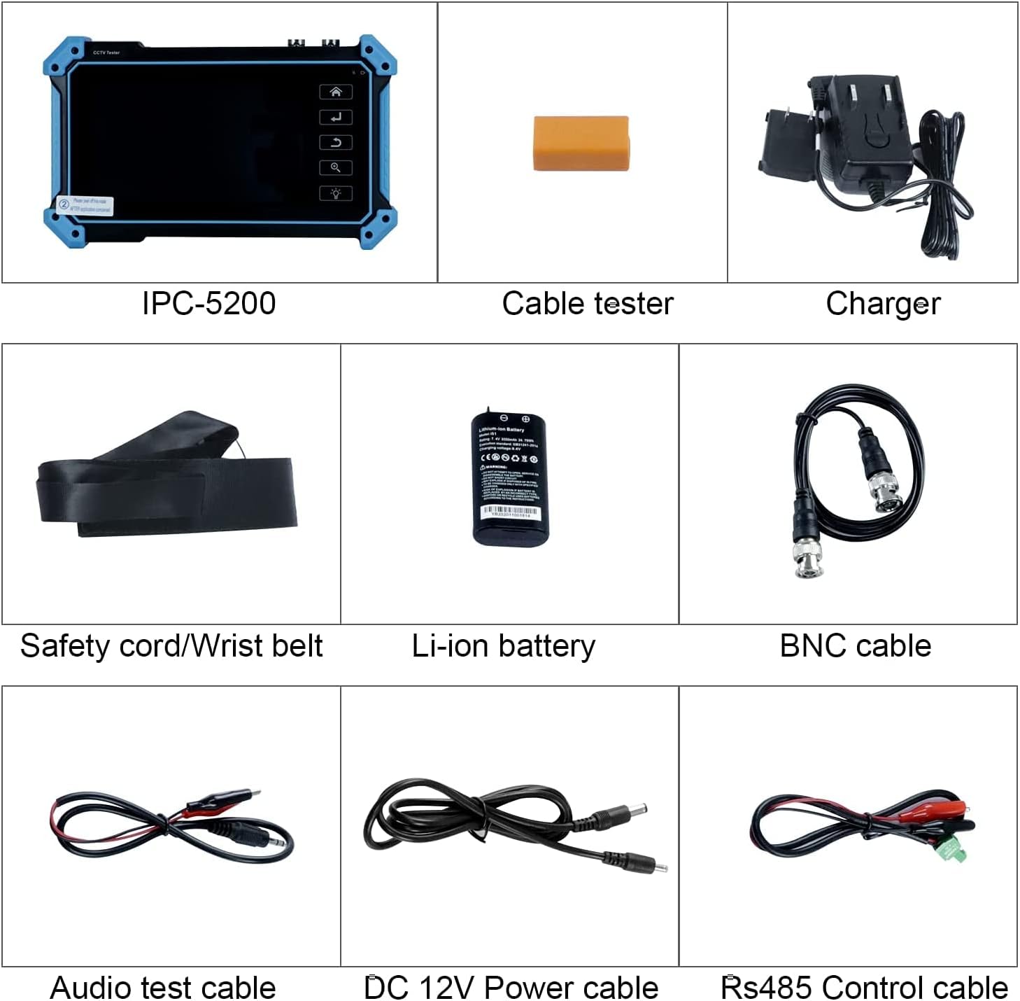 5 Inch 4 in 1 CCTV Monitor Tester, AHD/TVI/CVI/CVBS Coaxial Analog Video Monitor Tester, UTP/PTZ Cable Test for 1080P/3MP/4MP/5MP Analog Security Camera, VGA DC12V Output Camera Portable CCTV Tester