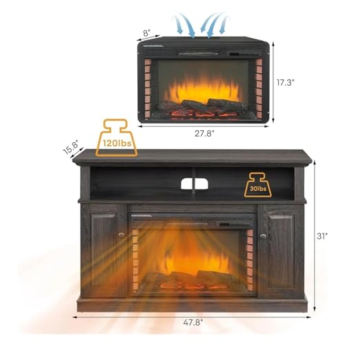 Tv cabinet, 48 Inch Electric Fireplace Tv Cabinet Furniture for Modern Television Stands Entertainment Center with 28" Fireplace Stand(48 inch)