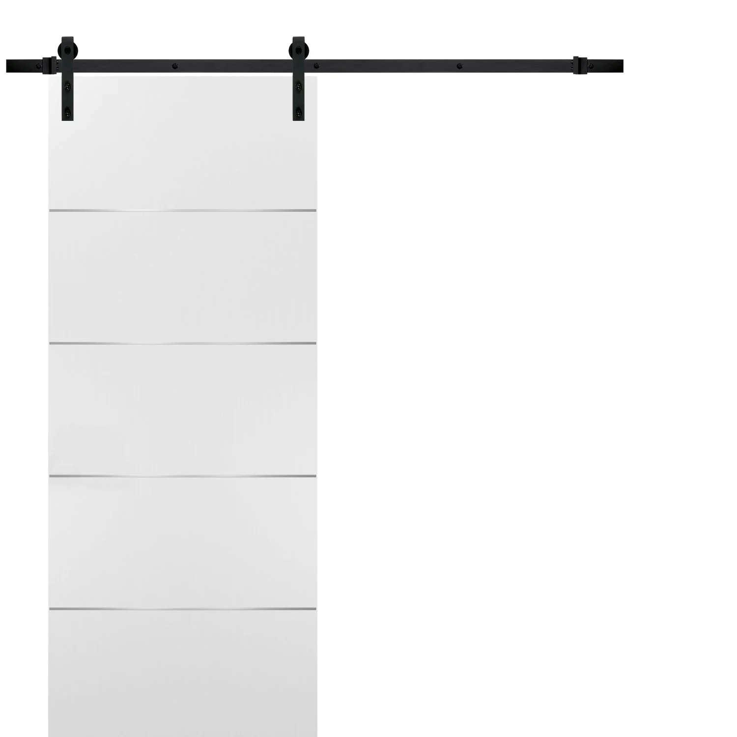 Barn Sliding White Door 32x80 with Black Hardware