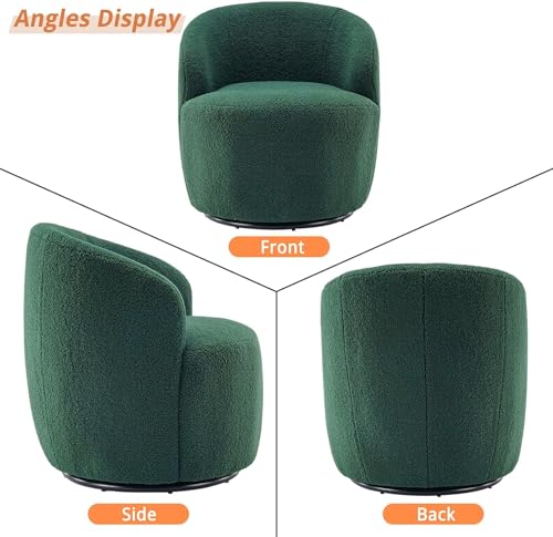 Teddy Fabric Swivel Accent Armchair Barrel Chair with 360 Degree Swivel Small Single Sofa Armchair for Nursery Living Room Bedroom (Ivory White)