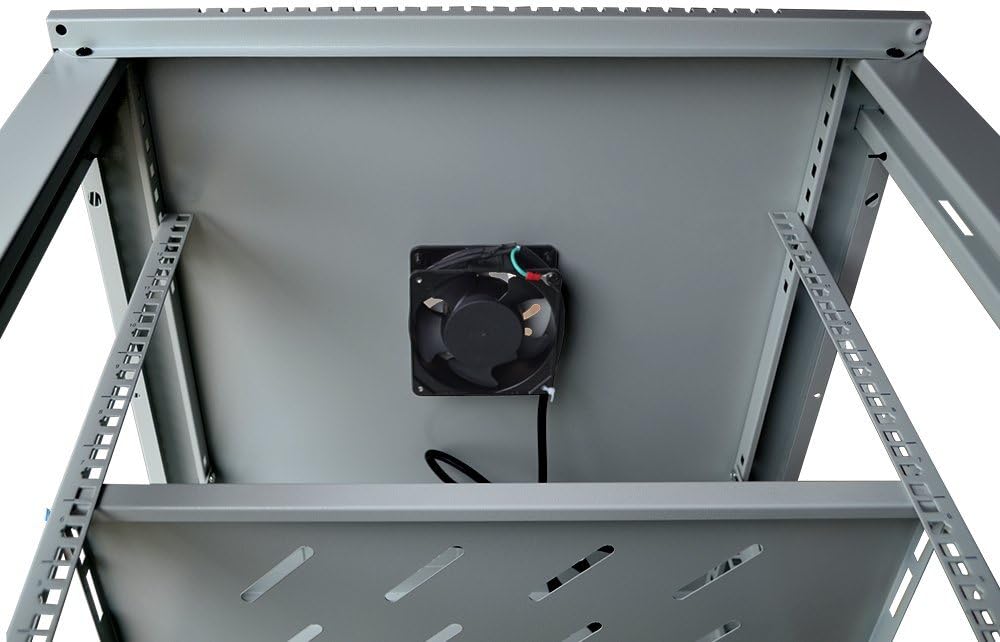 Sysracks 18U Wall Mount Gray IT Network Av Data Server Rack Cabinet Enclosure 24 Inch Depth - 2 Shelves - 8-Way PDU - Fan - Casters - Hardware