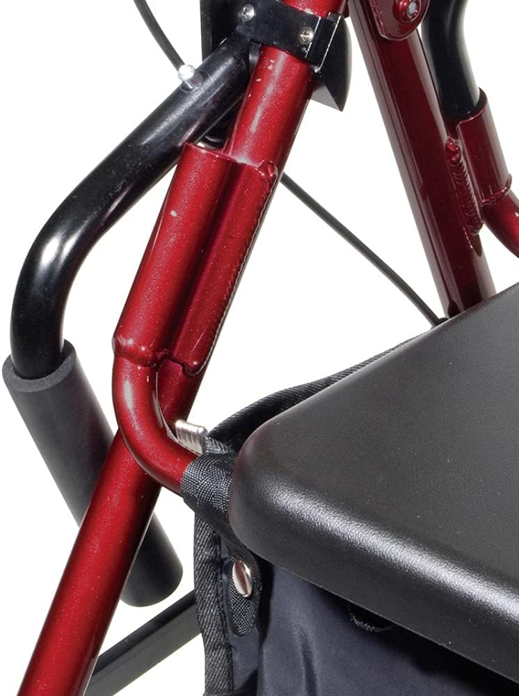 Drive Medical 795BU Duet Dual Function Transport Wheelchair Rollator Rolling Walker, Burgundy, Comfortable Padded Seat, Carry Pouch for Added Privacy and Security of Personal Items