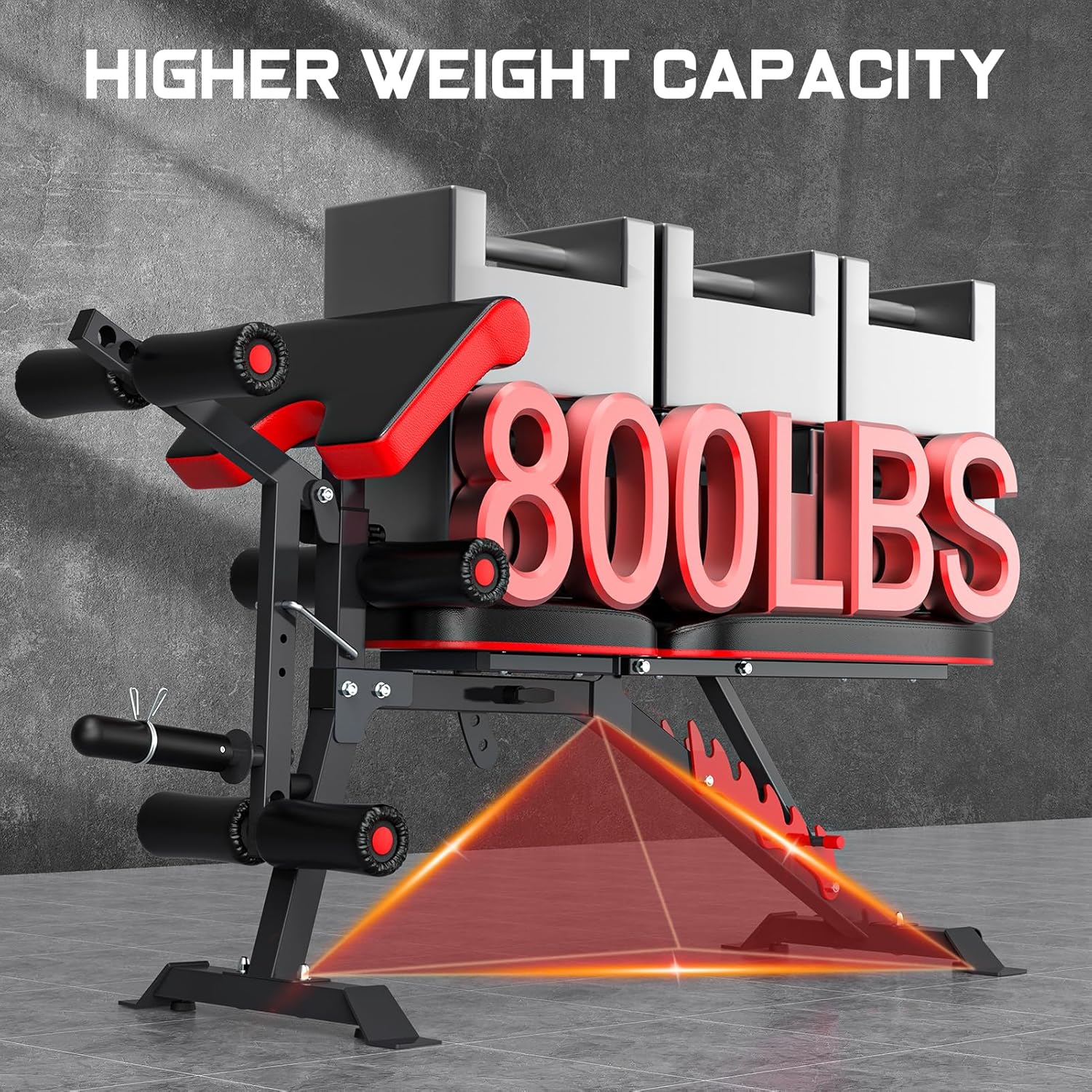 Weight Bench Press, Adjustable Workout Bench with Leg Extension and Preacher Pad, 880LBS Capacity Multi-function Weight Bench for Home Gym, Flat Incline Decline Benchs for Full Body Workout Home Strength Training (Updated)