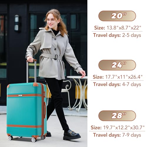 Merax Luggage Set Hard Shell Suitcase, Expandable Travel Suitcase with Spinner Wheels, Collision-Protection Angle, TSA Lock, Lightweight (20/24/28, Blue)
