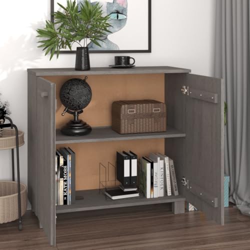 Buffets & Sideboards Sideboard Light Gray 33.5"x13.8"x31.5" Solid Wood Pine,Rustic Farmhouse Pine Sideboard with 2 Doors for Ample Home Storage Cabinets & Storage