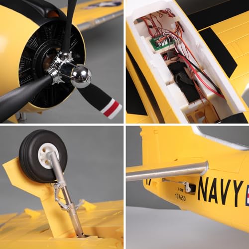 Fms T-28D Trojan V4 Yellow 1400mm (55.1") Wingspan RC Airplane 6-CH with Flaps LED Retracts Warbird PNP (No Radio, Battery, Charger)