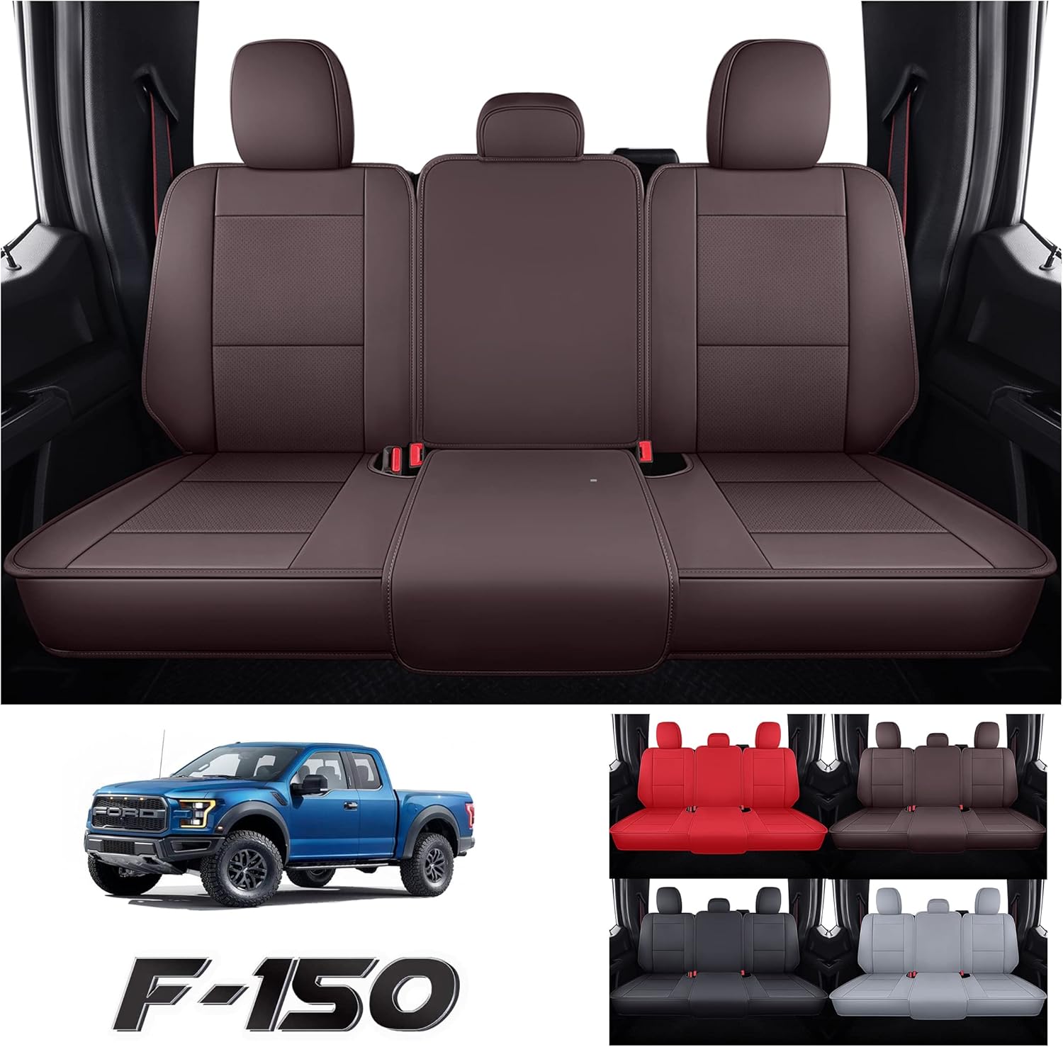 Car Seat Cover Fit for Ford F150 Truck, Leather Automotive Vehicle Cushion Protectors Customized Compatible with Ford F150 2009-2022，2017-2022 F250/F350…