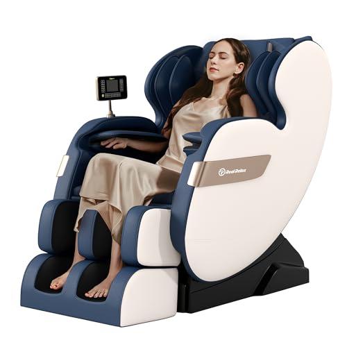 Real Relax 2025 Dual Core S Track Massage Chair,Full Body Airbags Massage Recliner,Zero Gravity with APP and LCD Control,Lower Back and Calf Heating,Foot Roller,Bluetooth,Home or Office Use,Black