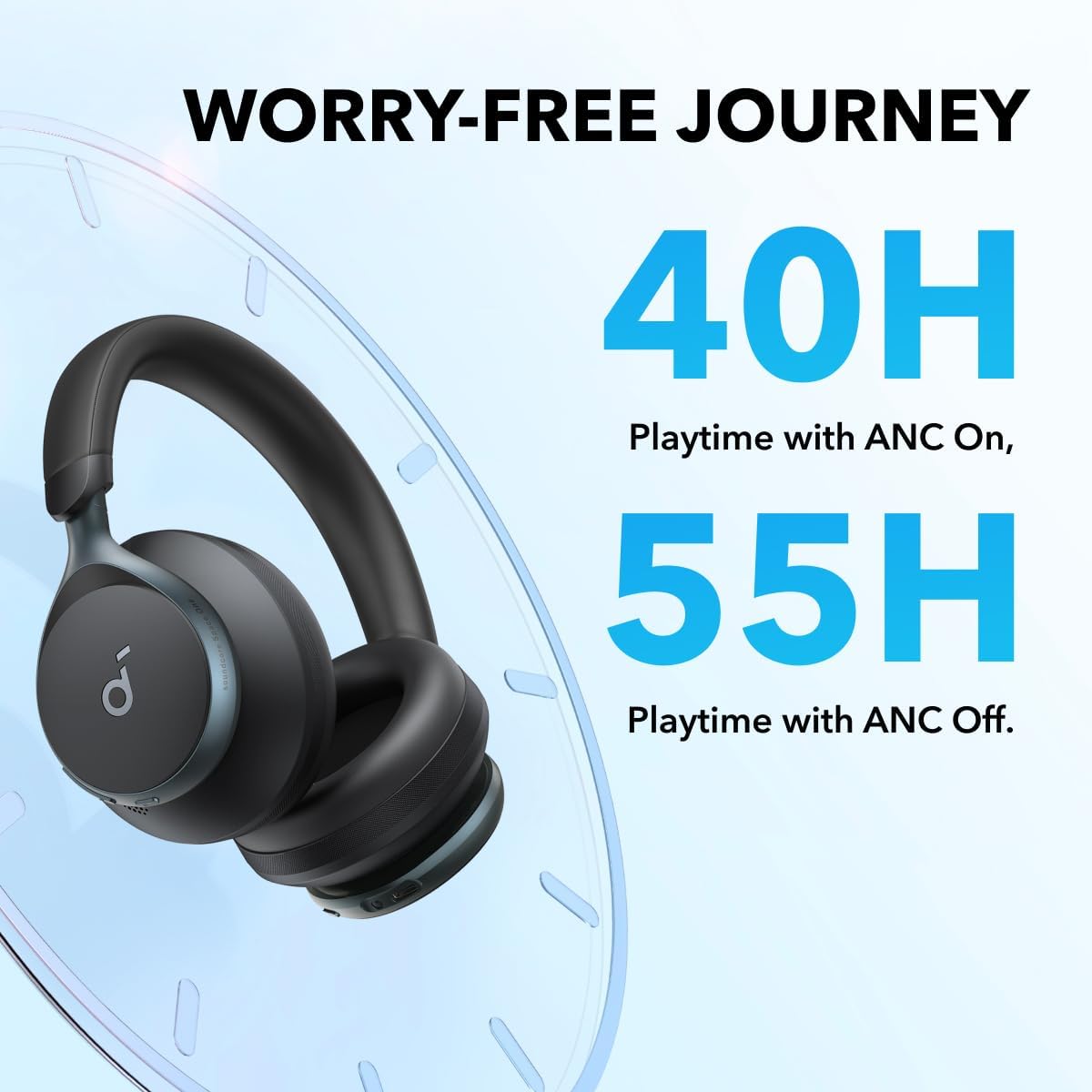 Soundcore by Anker Space One Active Noise Cancelling Headphones, with Headphones Case, 2X Stronger Voice Reduction, 40H ANC Playtime, App Control, LDAC Hi-Res Wireless Audio