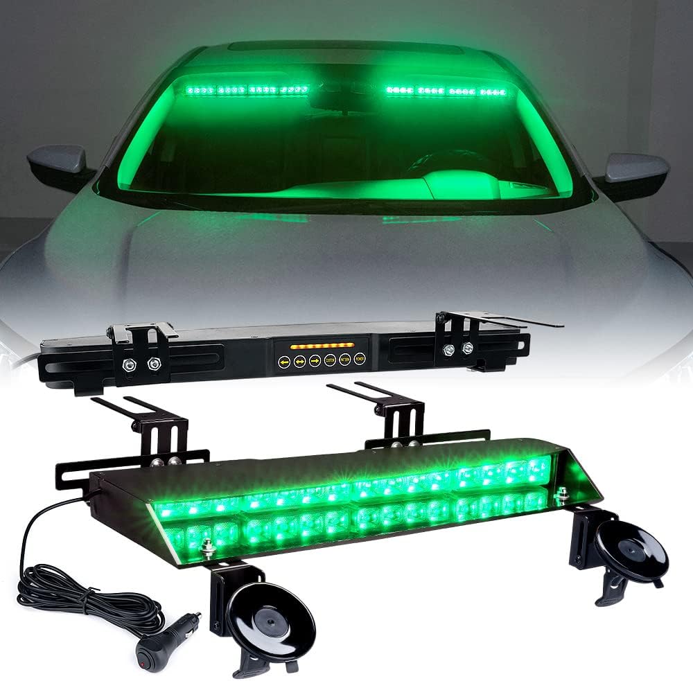 Xprite Amber LED Visor Strobe Dual Light Bar, Interior Windshield Sunvisor Safety Emergency Warning Traffic Advisor Flashing Caution Lightbars with Control Panel, for Construction Vehicles Trucks