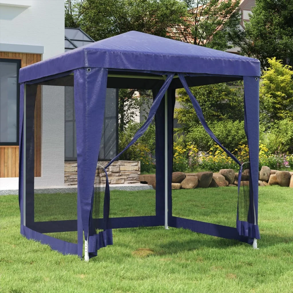 Gecheer Party Tent with 4 Mesh Sidewalls Blue 6.6'x6.6' HDPE