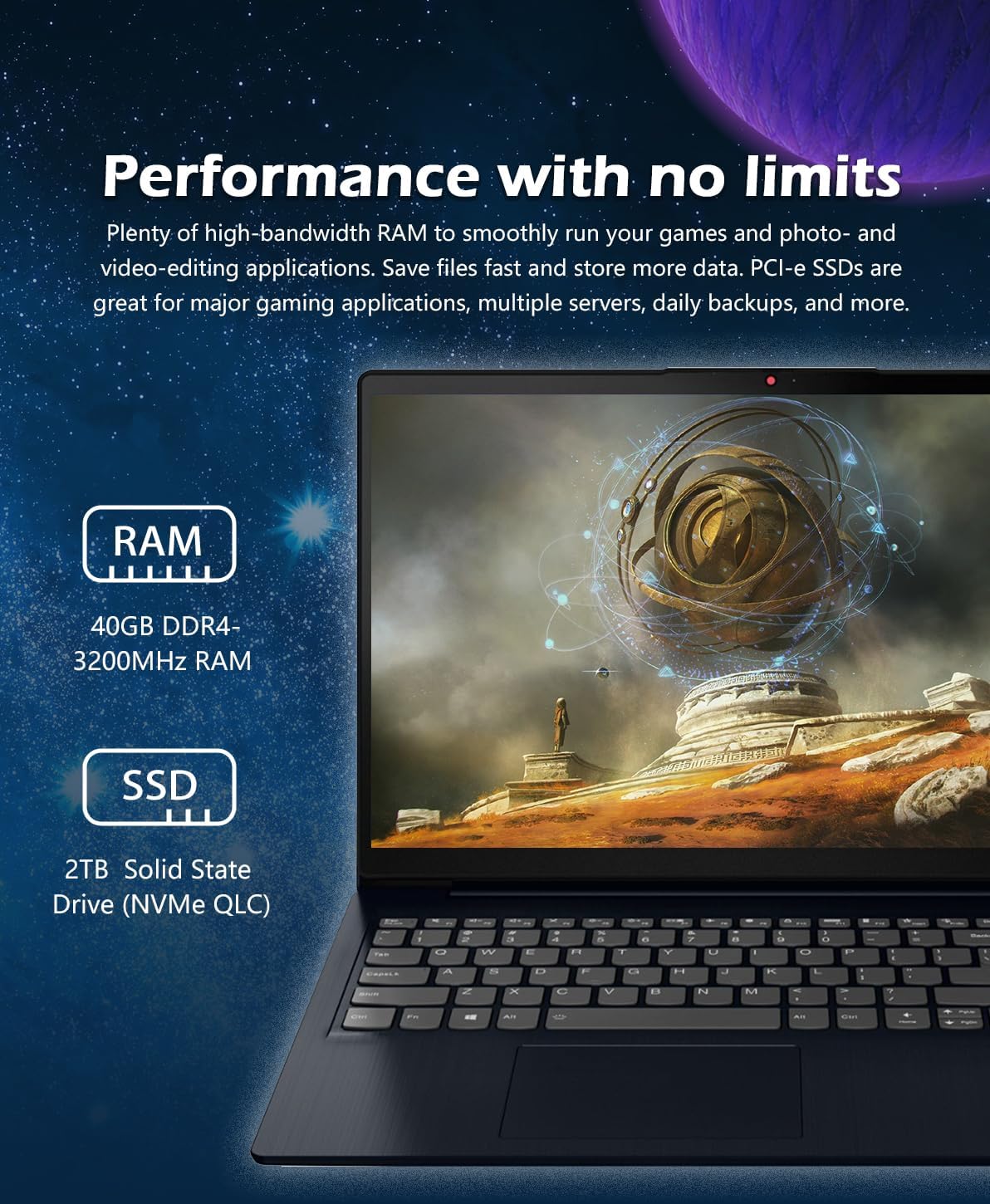 Lenovo - 2023 - IdeaPad 3i - 15.6" FHD Touchscreen Display - Essential Laptop Computer - Intel Core i5-1155G7 11th Gen - 40GB Memory - 2TB Storage - Abyss Blue - Windows 11 - W/GaLiMu