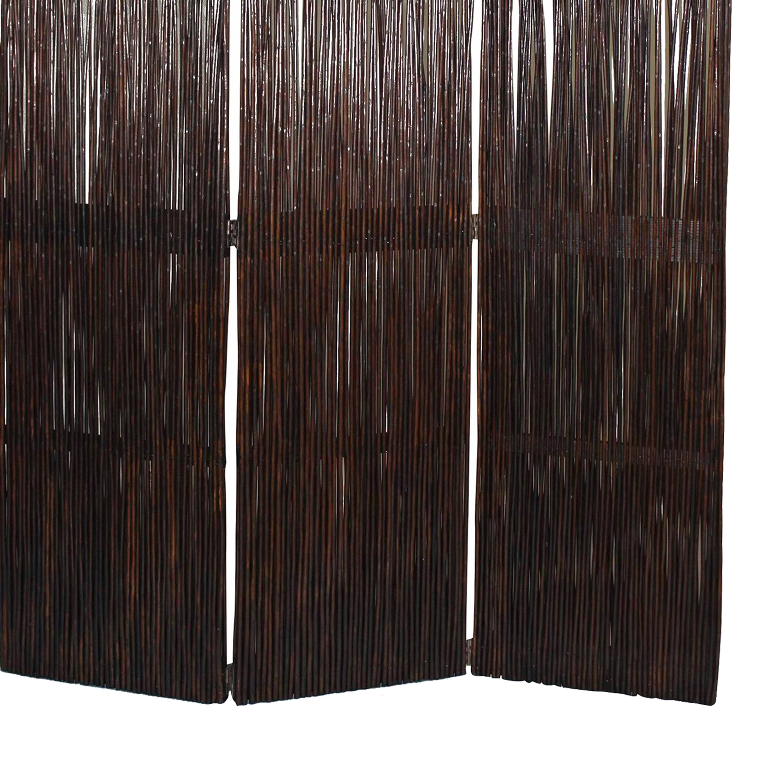 Benzara BM205785 Traditional 3 Panel Wooden Willow Branch Room Divider Brown