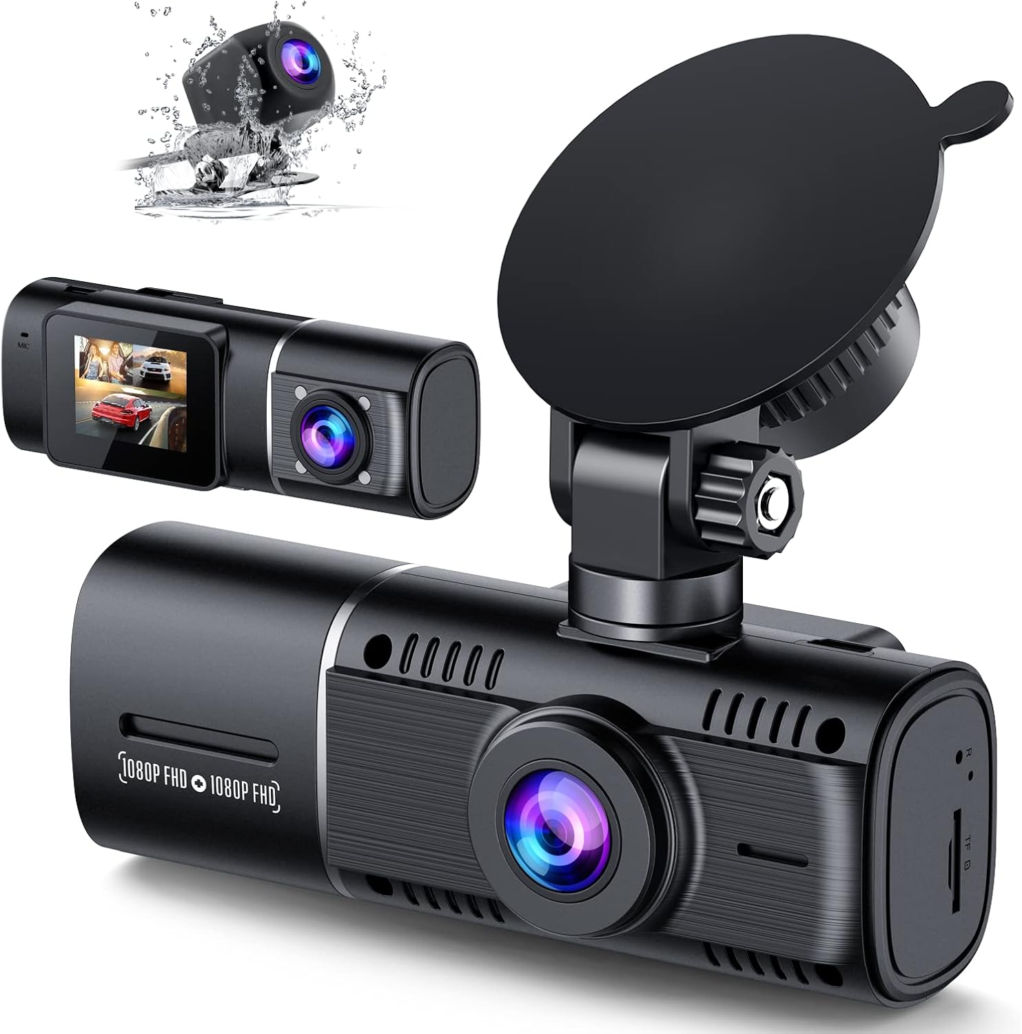 Dual Dash Cam Front and Inside1080P Dash Camera for Cars 1.5" Display 170° Wide Angle Car Camera Driver Recorder with Motion Detection Pack of 2