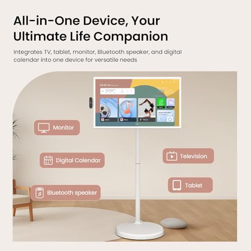 ApoloSign 32'' UHD 4K Smart Portable TV 2nd Gen, 16(8+8) GB RAM+256GB, Android 14, EDLA-Certified, Portable Touch Screen Monitor, Built-in 9300mAh Battery, Full Swivel Rotation, Voice Remote Control
