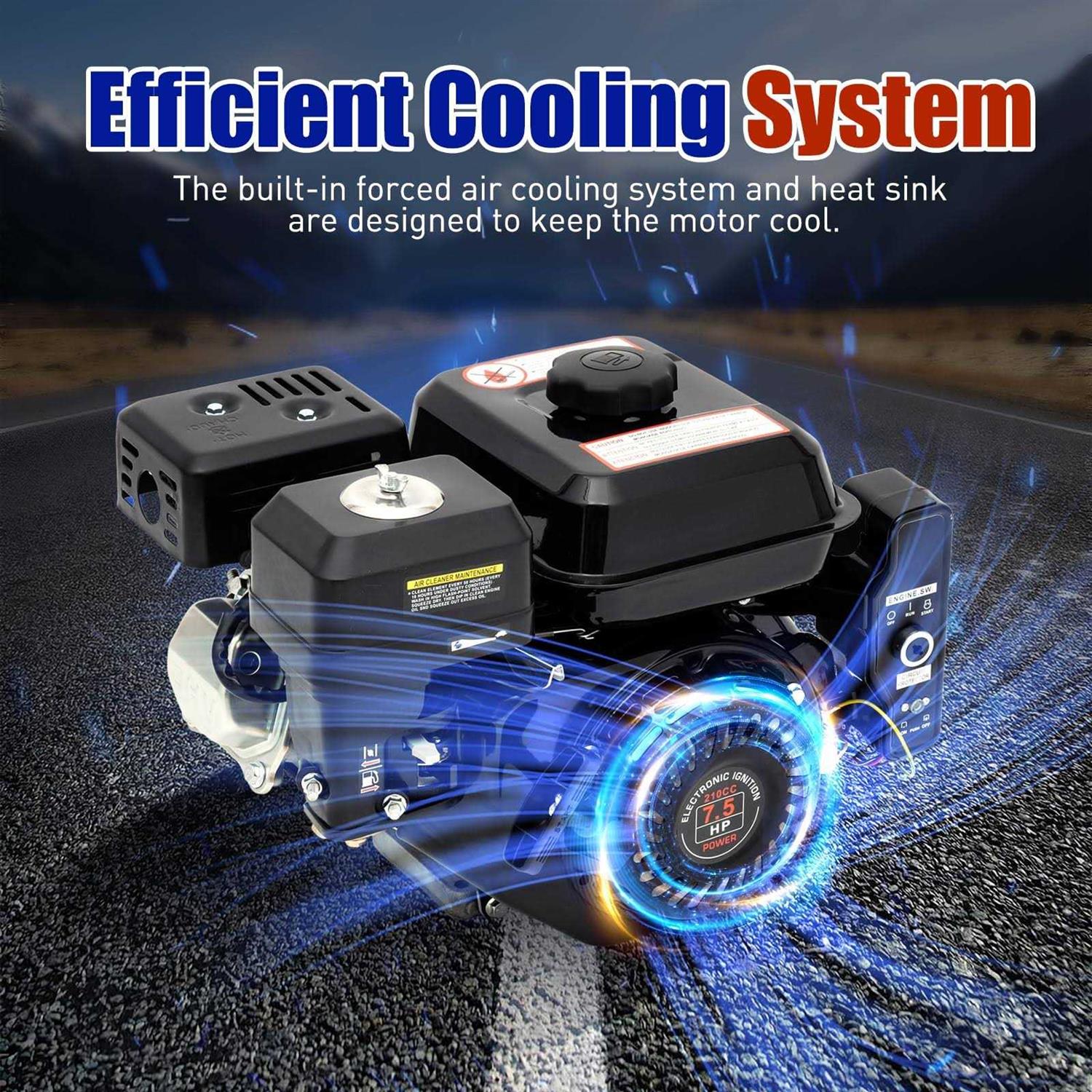 Electric Start Horizontal Engine 7.5HP 212cc 4 Stroke OHV Industrial Grade Gas Motor - Shop Hardware Tools Online Store