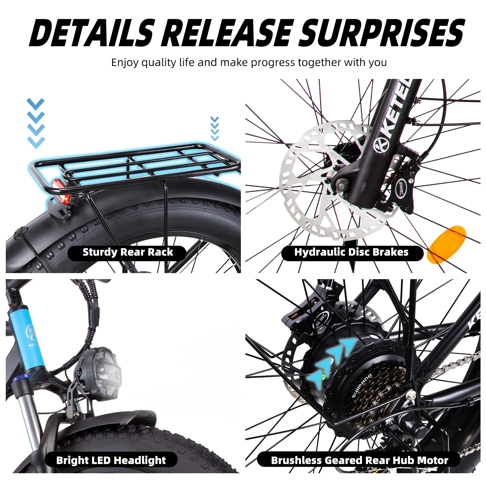 Electric Bike for Adults Ebike with 48V 23AH Removable Battery, 26" Fat Tire Electric Mountain Bike Electric Bicycle Lockable Suspension Fork E-Bbike Color LED Display