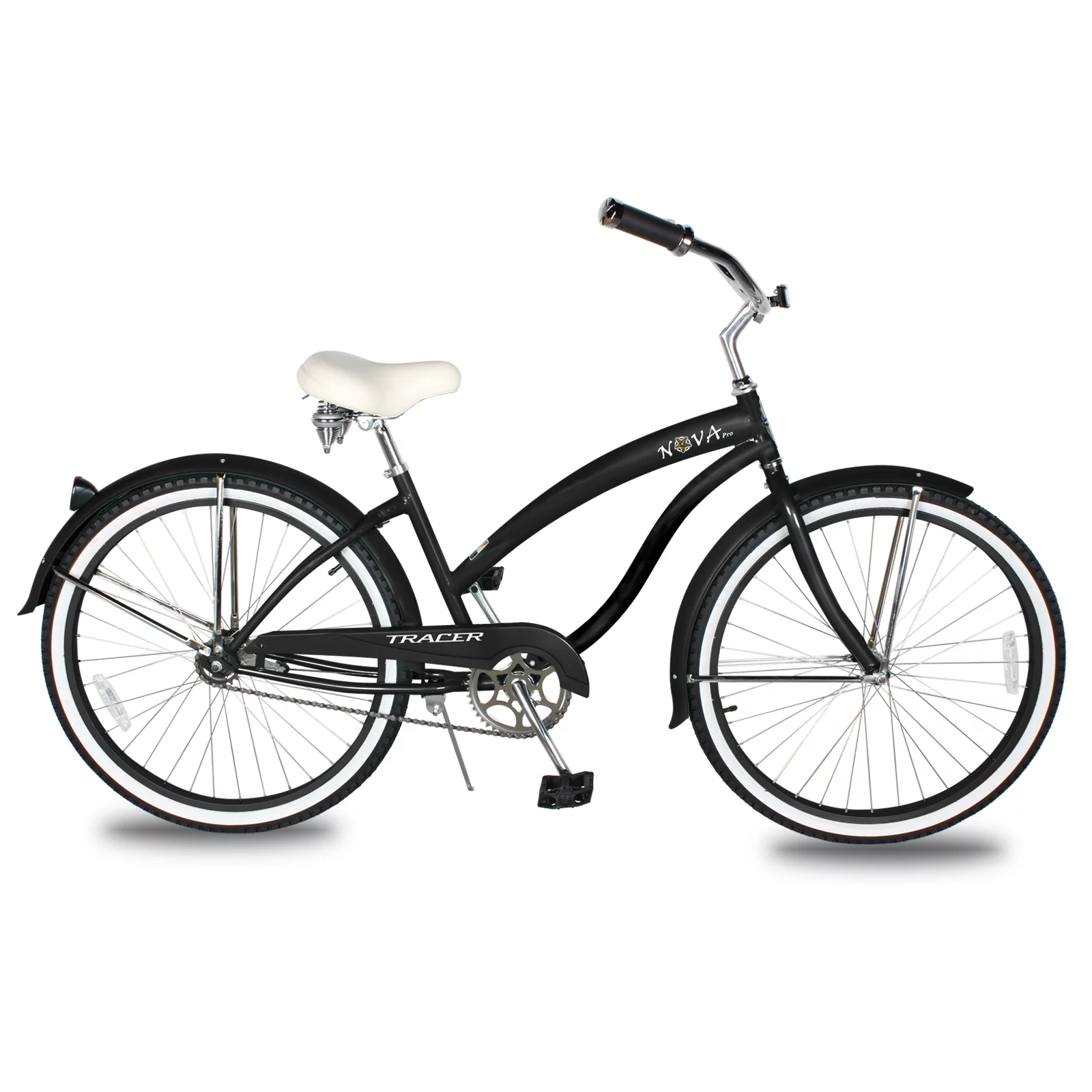 2023 TRACER Nova Beach Cruiser Bike for Women, 26 Inch Wheels, Hi Ten Steel Frame, 1 Speed, Coaster Brake, Hybrid Bike for Adults, Complete Cruiser Bikes, Matte Black Color