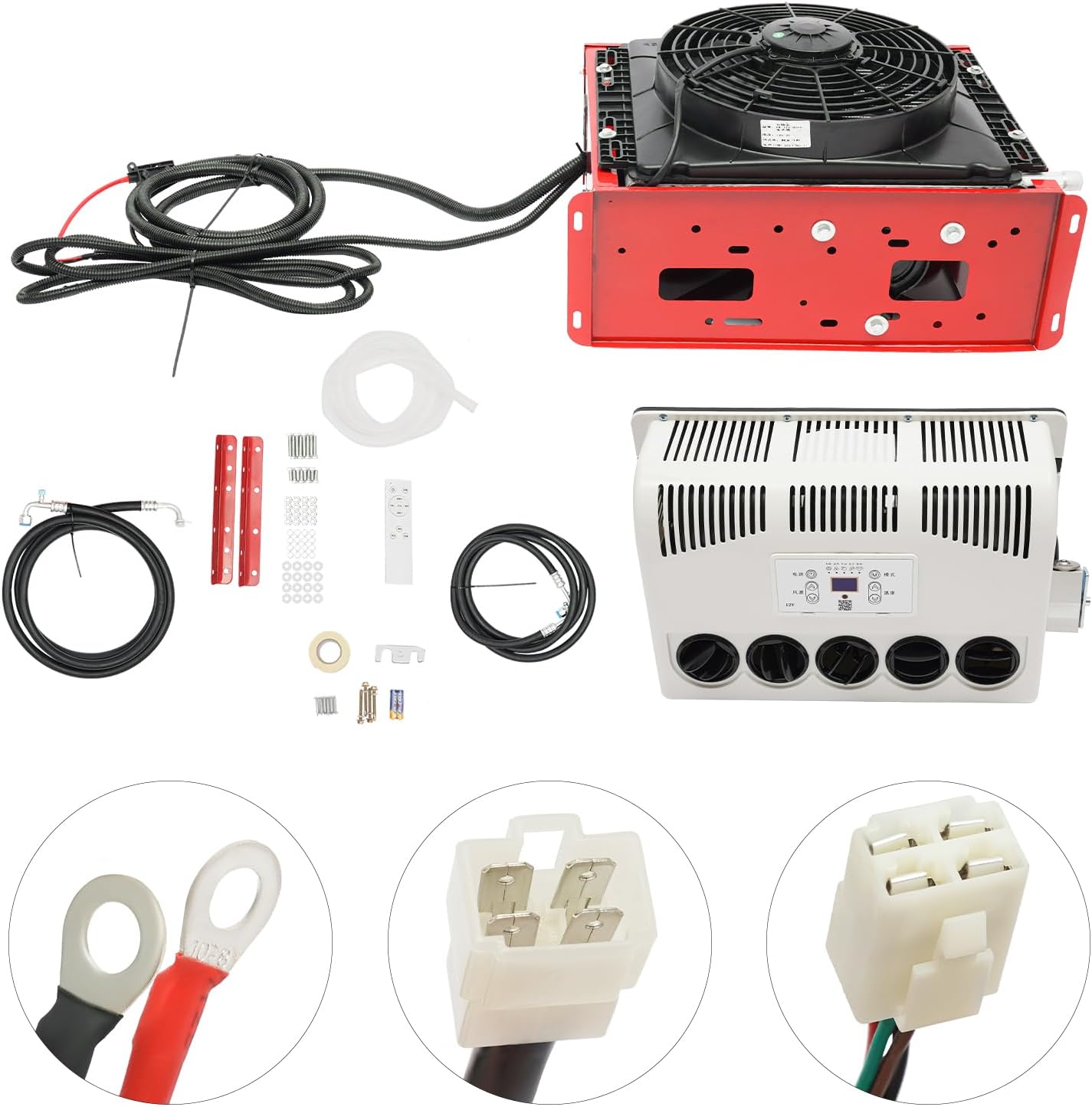 Truck Cab Air Conditioner 12V AC Fits Semi Trucks Bus RV Caravan Crane Excavator 11000 BTU Mini Split Air Conditioner for Commercial Vehicles Trailers
