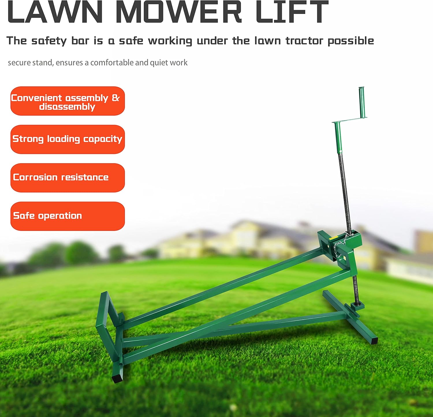CAROOZE Lawn Mower Jack Lift Heavy Duty Tractor Wheel Lifting Tool Garden High Duty Holder Loading Capacity up to 300lbs Green Steel