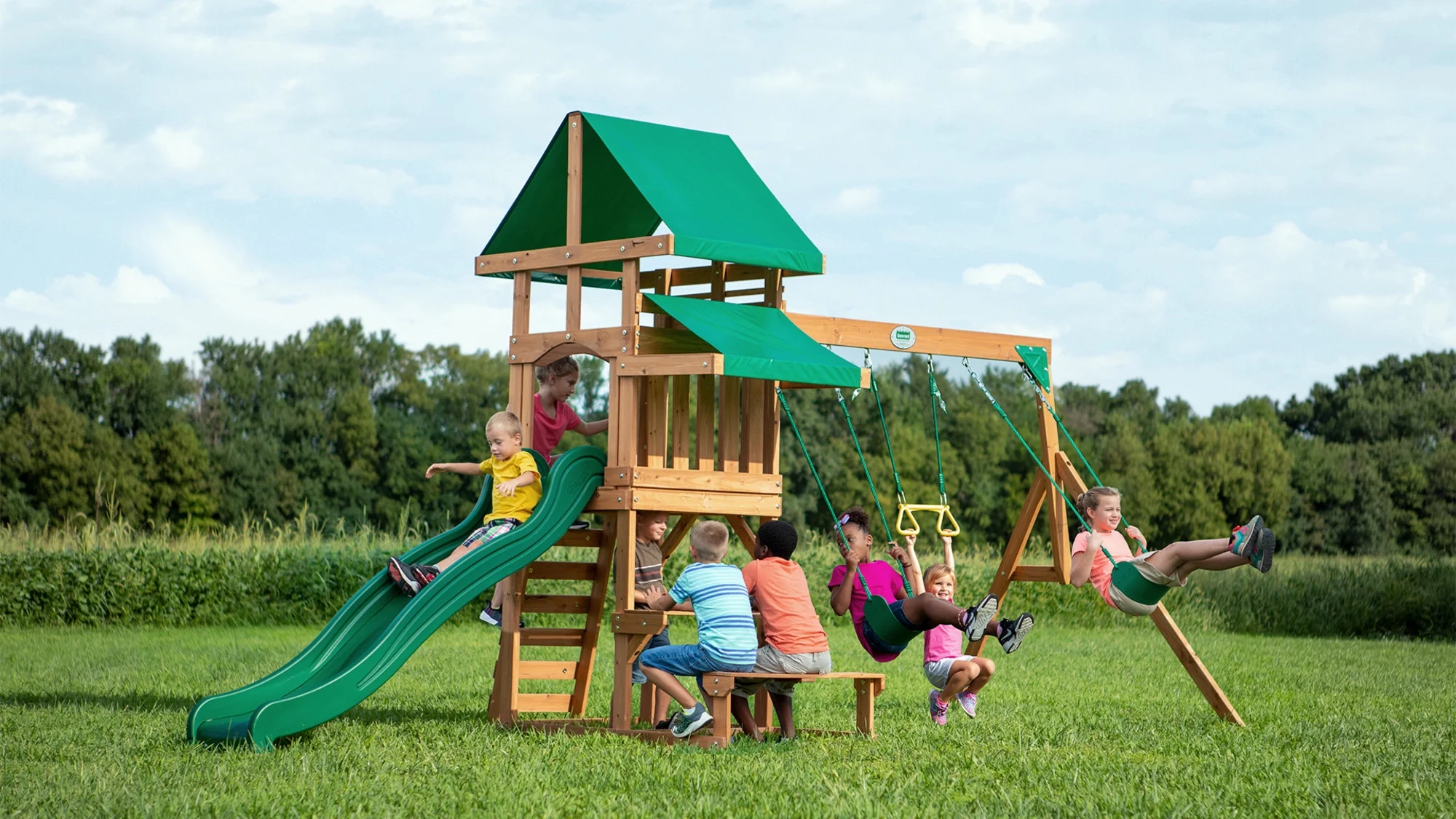Backyard Discovery Belmont All Cedar Wood Playset Swing Set