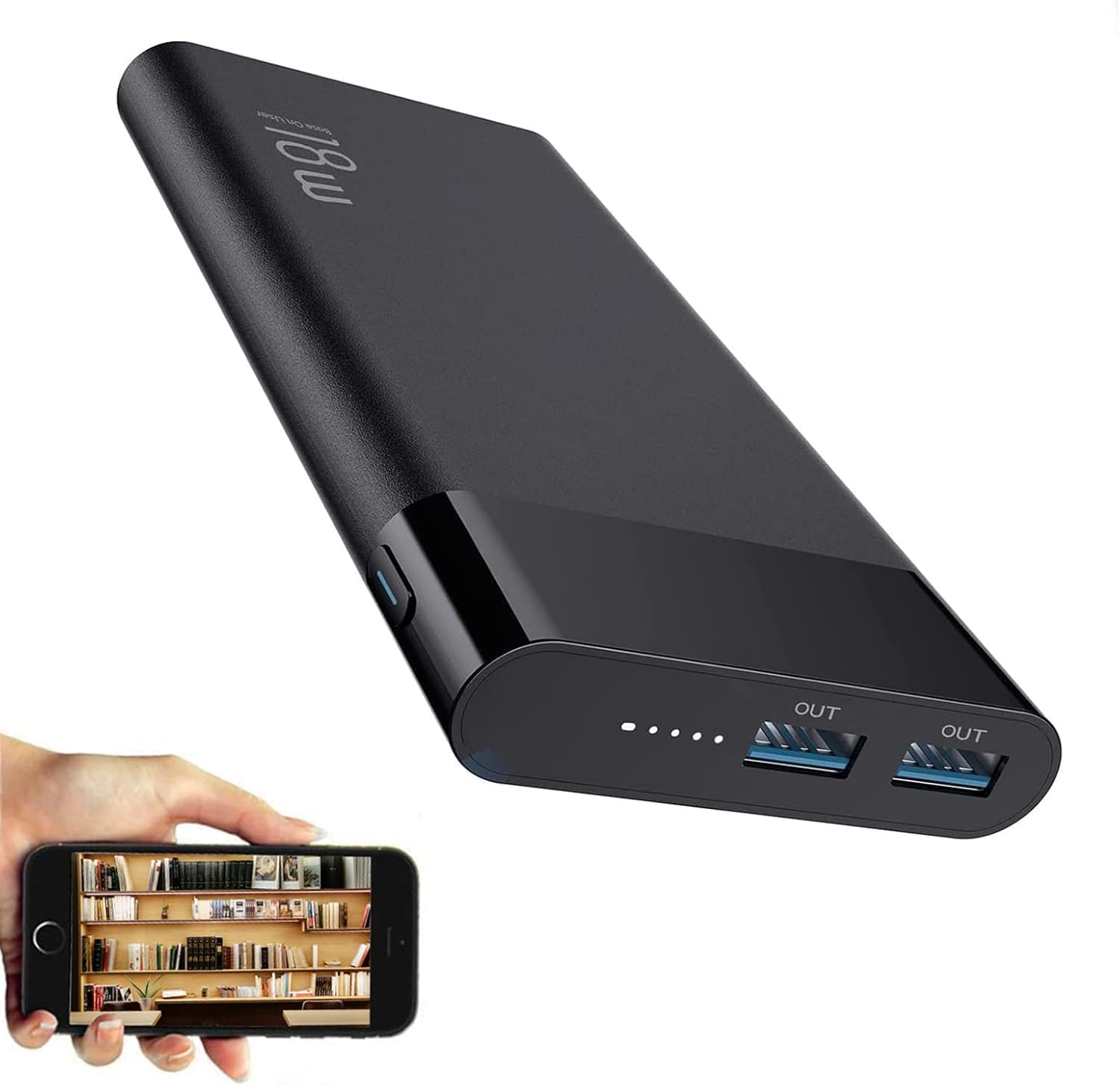 Lizvie 10000mAh Power Bank, Portable Smart WiFi Camera HD 120 Degree Lens Angle Motion Detection Cam Pack of 2