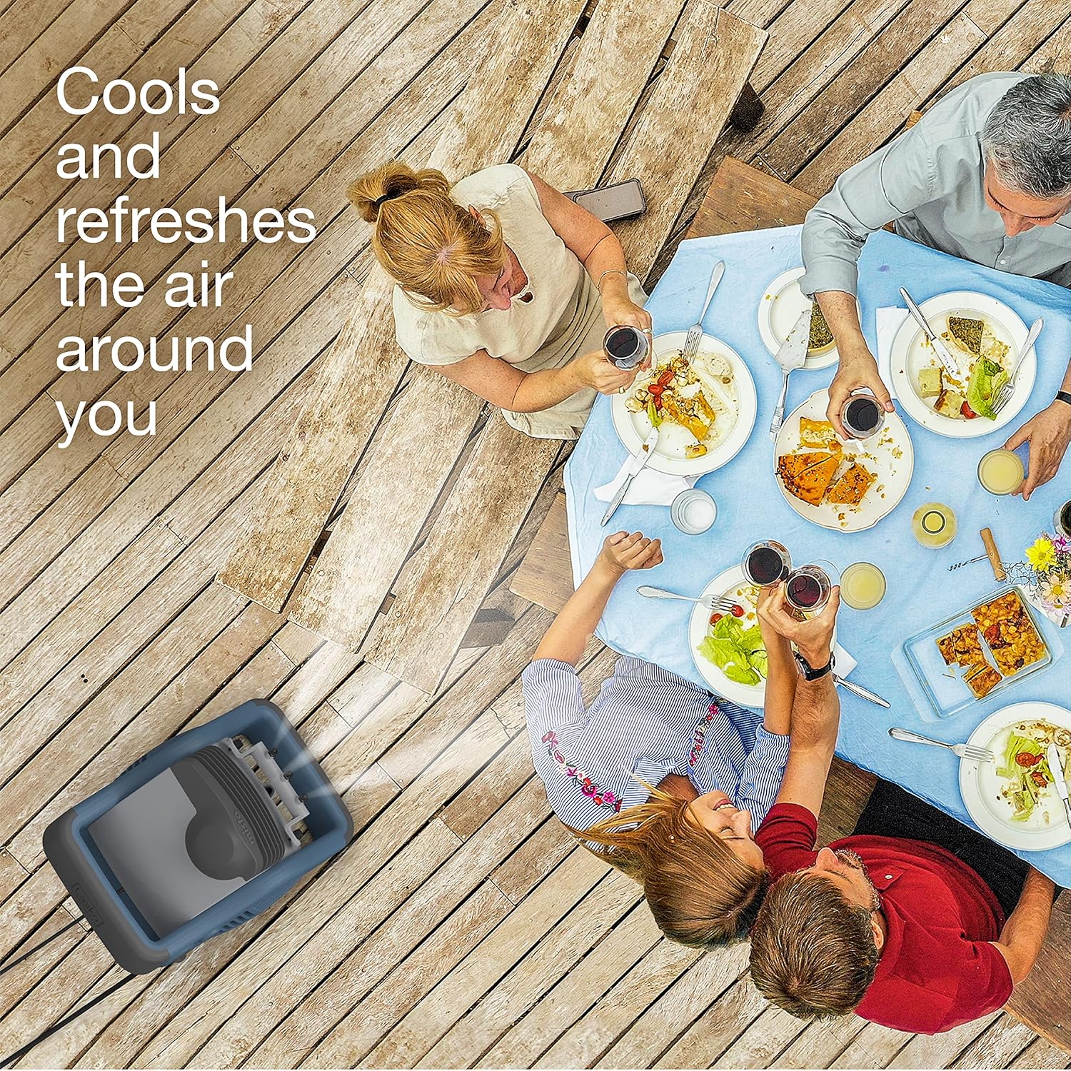 Lasko 7054 Misto Outdoor Misting Blower Fan - Features Cooling Misters, Ideal for Sports, Camping, Decks & Patios, Blue