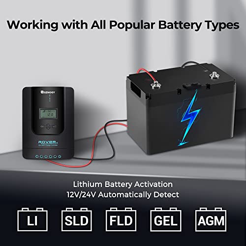 Renogy Rover 40 Amp 12V/24V DC Input MPPT Solar Charge Controller Auto Parameter Adjustable LCD
