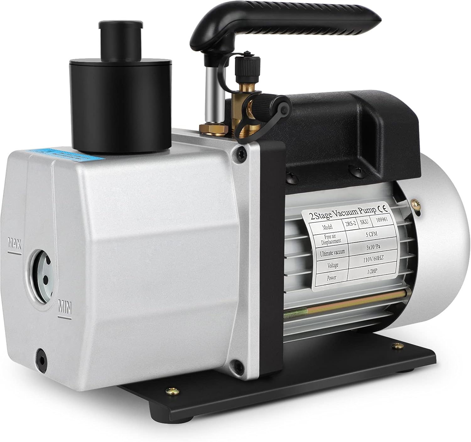 110V 5 CFM Vacuum Pump Rotary Vane 1/2HP for A/C HVAC Auto Repair R410a R134 with Oil Bottle