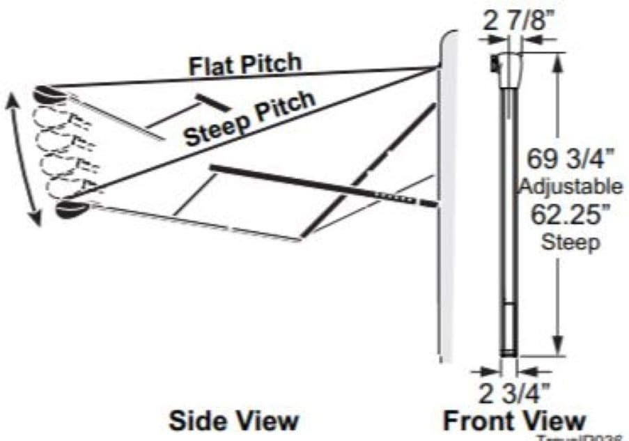 Carefree R001643BLK Awning Arm Assembly, 8 feet Length x 8 feet Extension , Black , Standard
