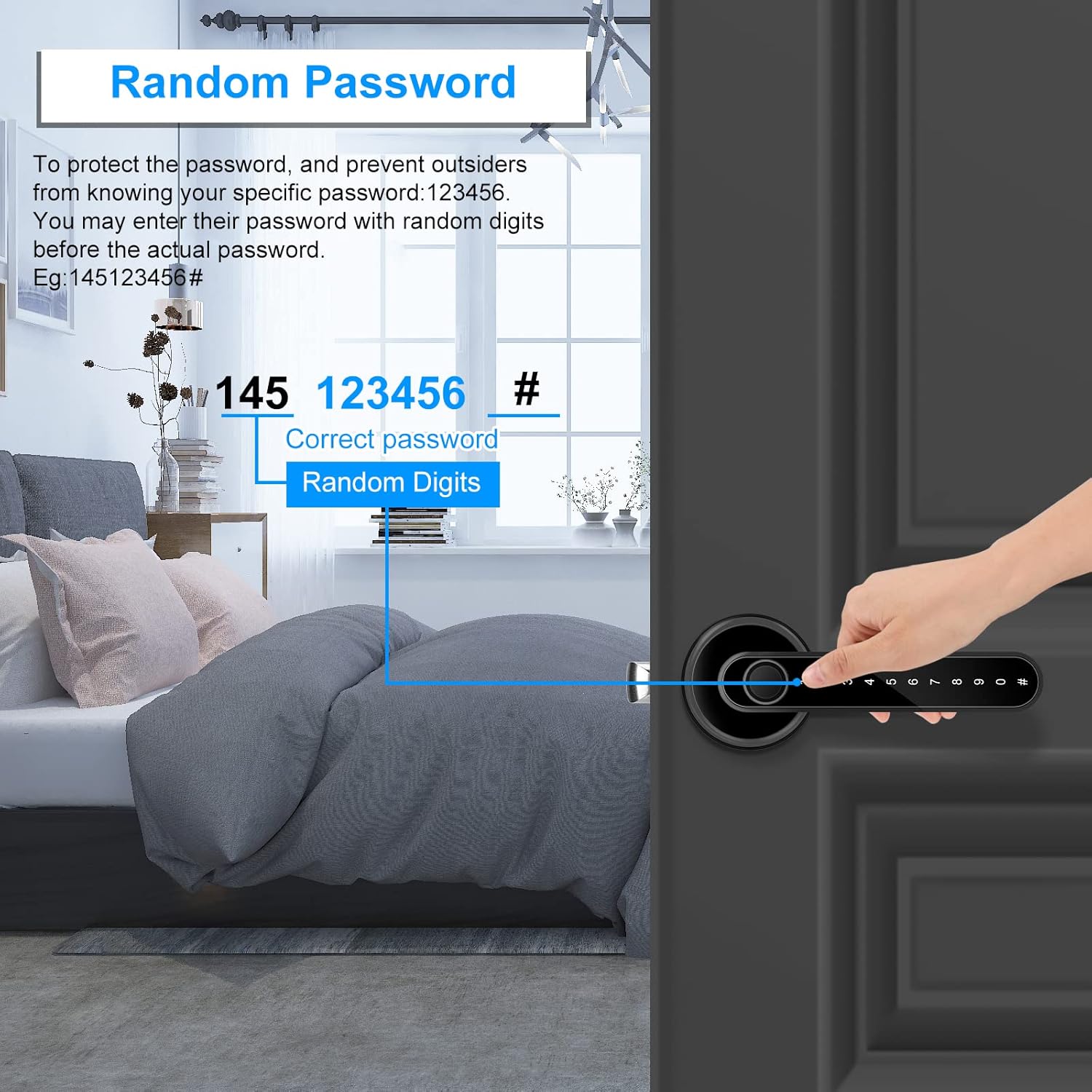 Smart Door Lock, Fingerprint Door Lock, Keyless Entry Door Lock with Handle, Smart Lever Door Lock with Bluetooth APP WiFi Control, Smart Fingerprint Door Lock Perfetc for Apartment, Office, Bedroom