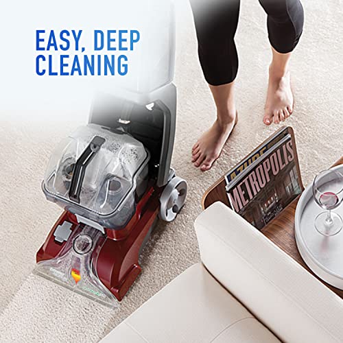 Hoover, Red Power Scrub Deluxe Carpet Cleaner Machine, Upright Shampooer, with Storage Mat, FH50150B