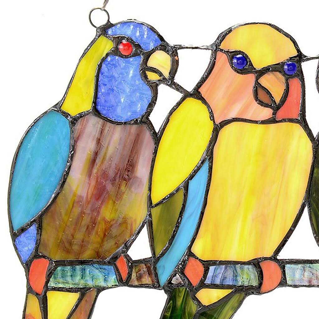 River of Goods Stained Glass Tropical Birds Window Panel