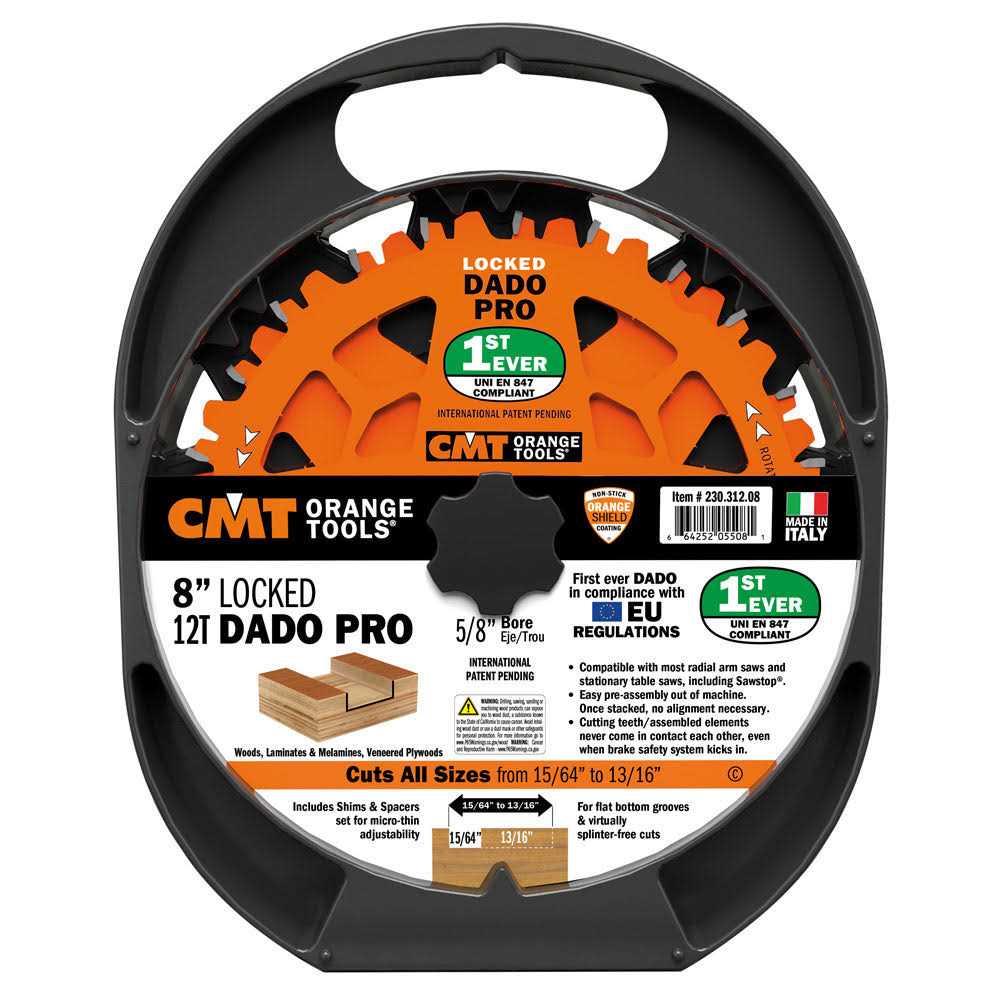CMT 8in 12T Wood Locked Dado Pro Blade Set - Shop Hardware Tools Online Store