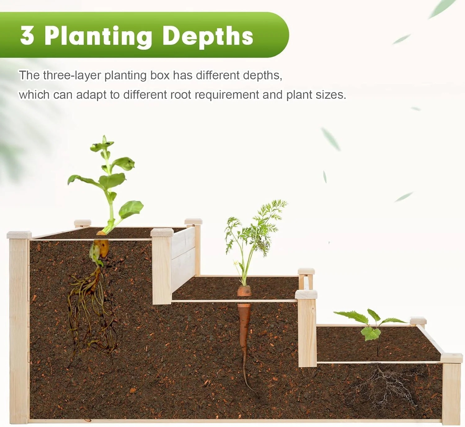 4x4 3 Tier Feet Outdoor Wooden Elevated Raised Garden Bed Planter Kit Grow Gardening Vegetable Natural, S or Yard Gardening, Natural - Curated Treasures Market